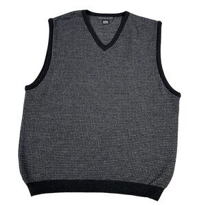 Geoffrey Beene Mens Merino Wool Blend Grey V-Neck Sweater Vest Sz Large